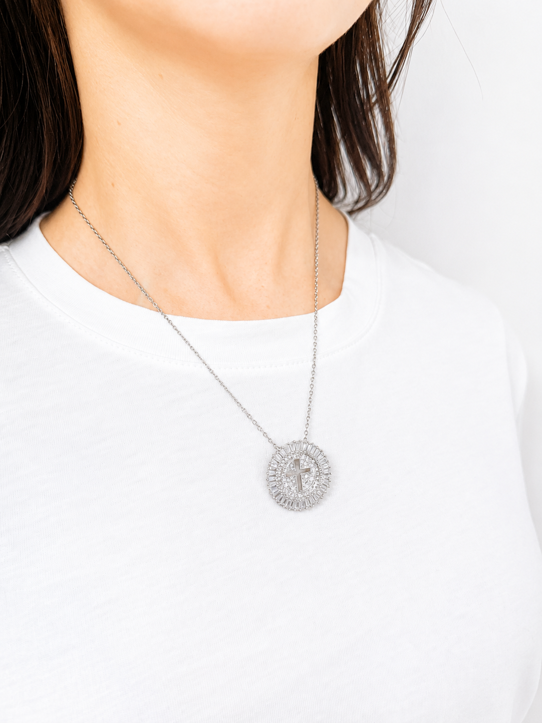 The Halo Cross Necklace