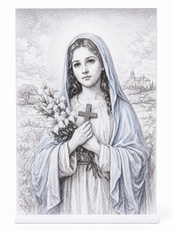 EDC1E3EC-63C1-481D-AAA2-B7FB896ECEFF Acrylic Stand - St Maria Goretti