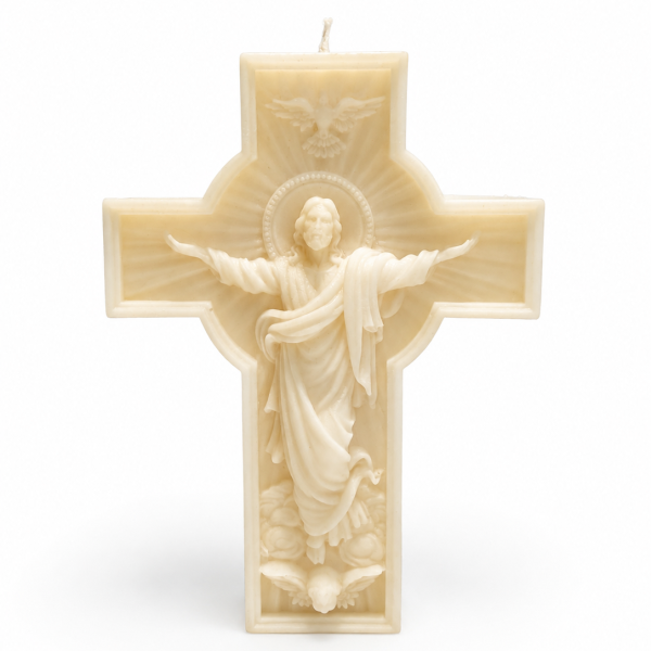 Individual Bakhoor-infused Jesus Resurrection Cross Candle
